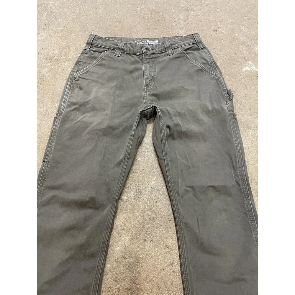 Carhartt Pants Mens 31x32 Gray Relaxed Fit Canvas Carpenter Work B324‎ DFE